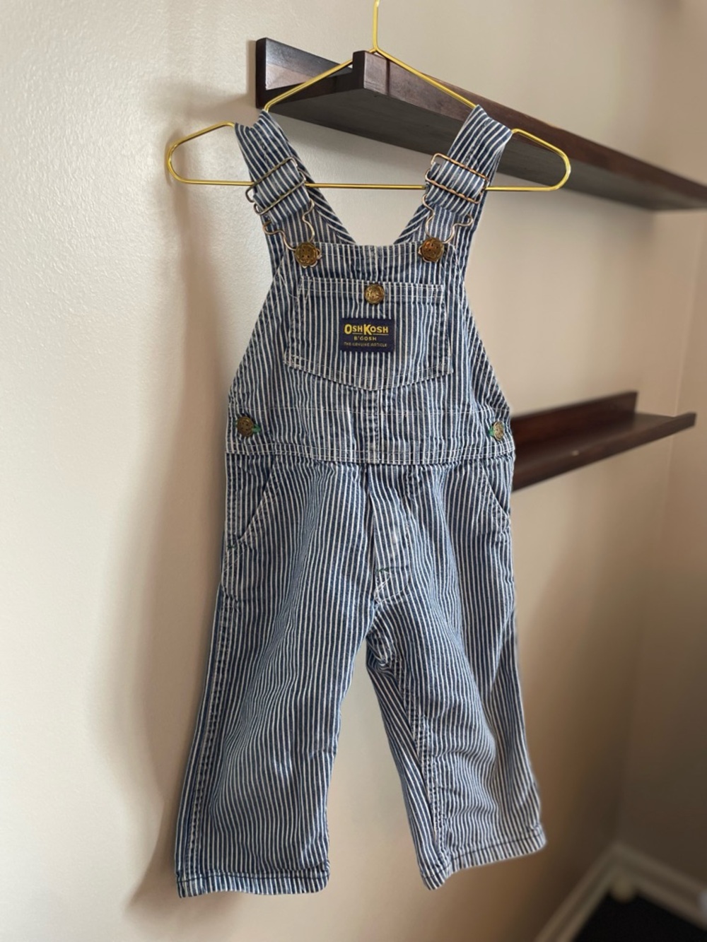 Vintage OshKosh B'gosh Blue Stripe Kids Overalls Made In The USA